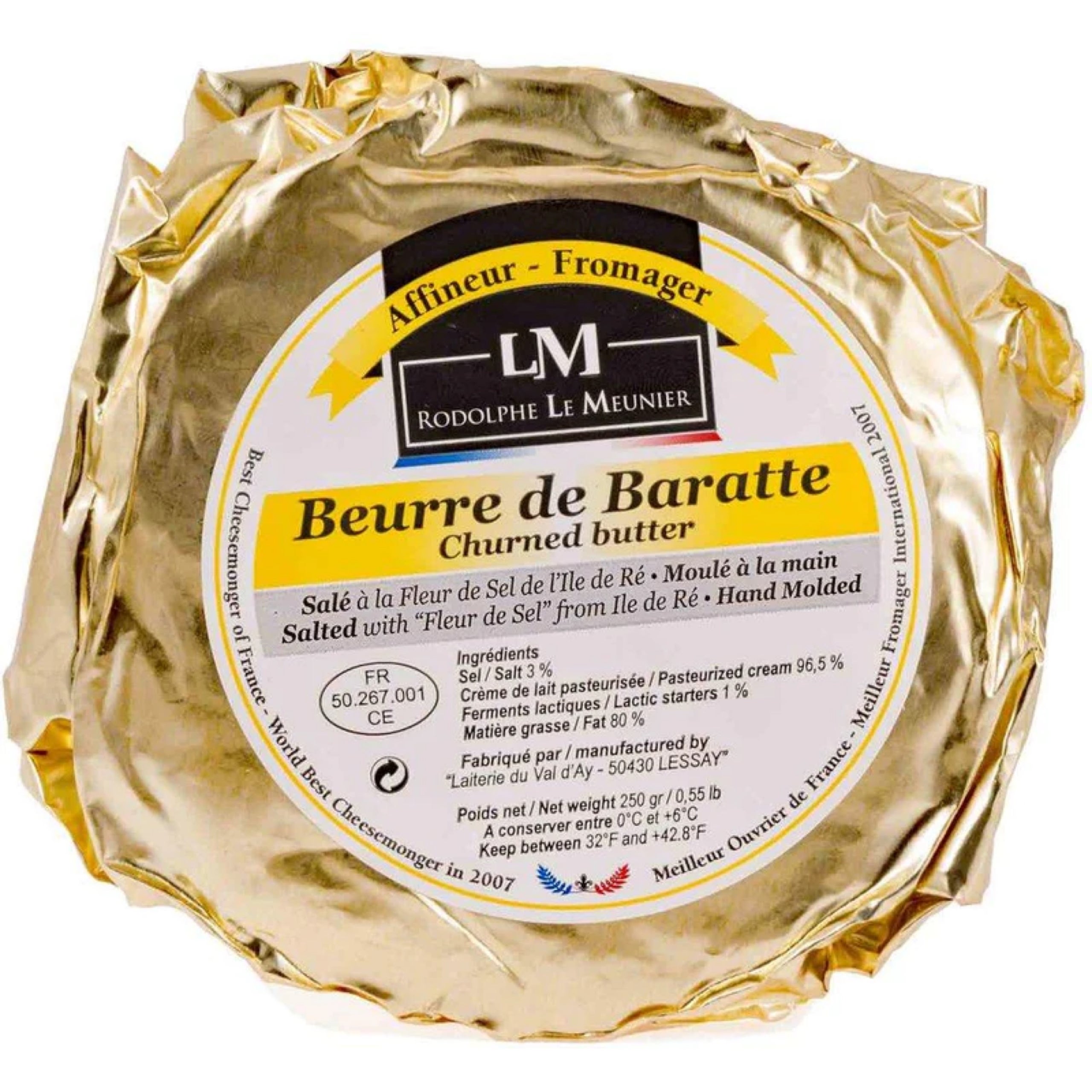 Beurre de Baratte Salted aux Cristaux de Sel de Guerande- Isigny Ste.
